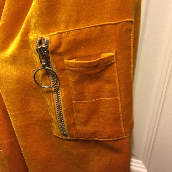 International Concepts Yellow Velour Bomber Jacket - Picture 3 of 5